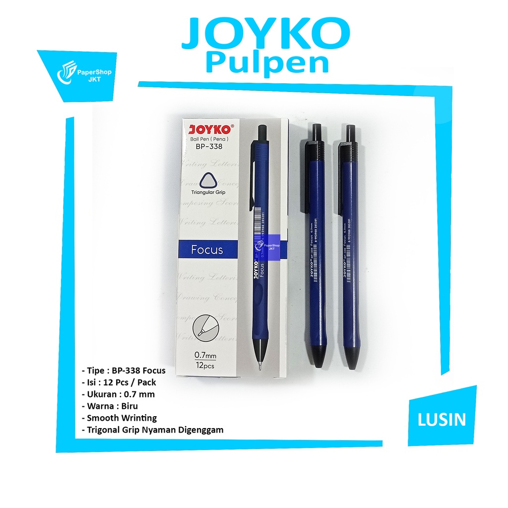 

JOYKO - Pulpen - Ballpen BP - 338 Focus Blue / Biru - PCS