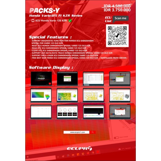 PAKET SOFTWARE REMAP ECU HONDA VARIO 125 OLD KZR ECUPRO1 UNLIMITED