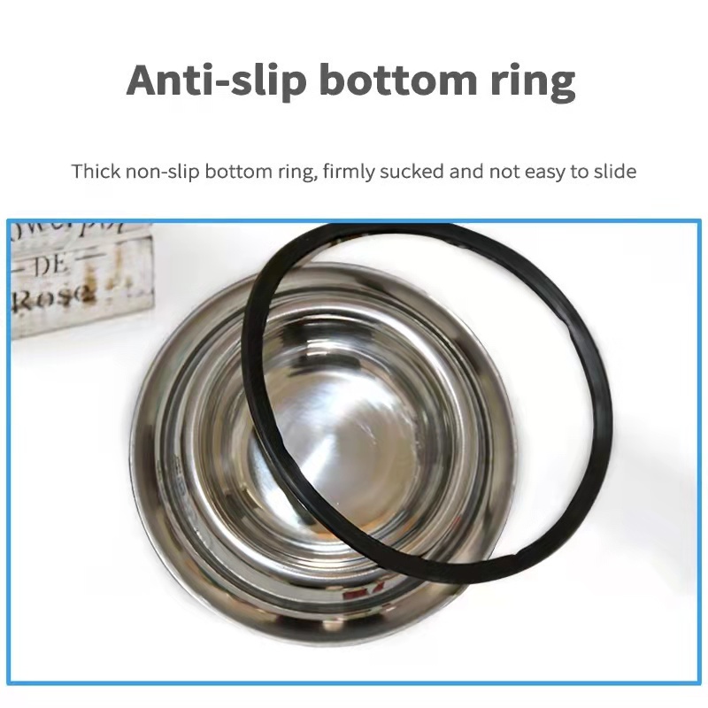 Mangkok Makanan Hewan Peliharaan Mangkuk Stainless Steel  Dasar Karet Anti-Slip Wadah Tempat Makan Kucing Anjing Pet Feeder Bowl