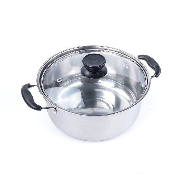 Panci Set Tutup Kaca Wajan Penggorengan 3pcs Frypan Stainless Alat Masak Set Praktis