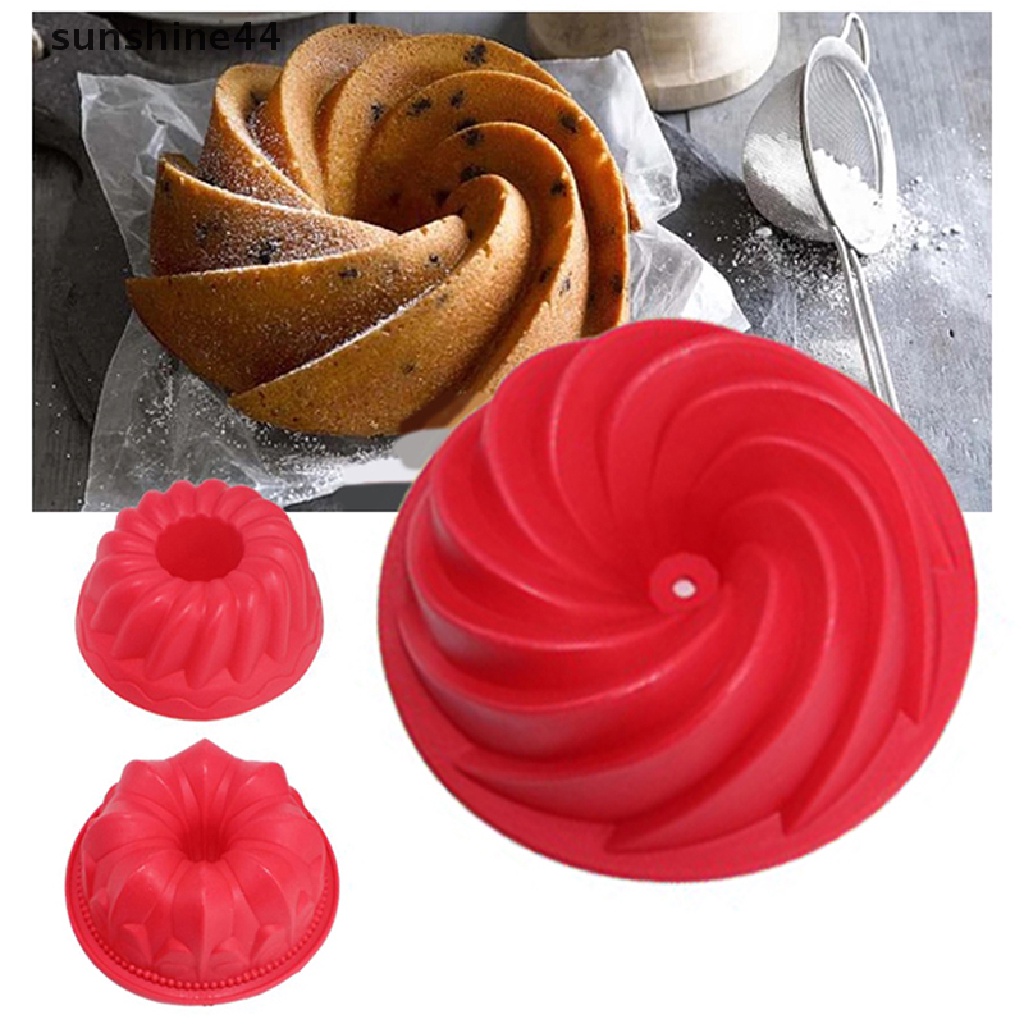 Sunshine 1Pc 4inch 3D Kue Cetakan Silikon Bentuk Swirl Besar Dessert Cake Mould Baking Tools.