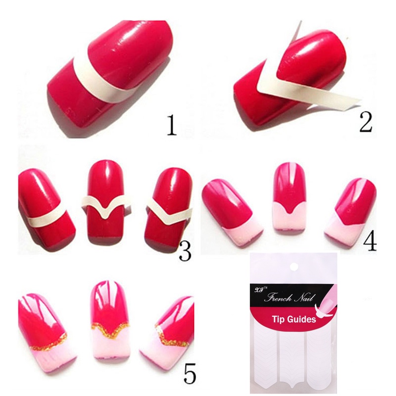 French Series Stiker Kuku Panduan Nail Art Decals Manicure Decor DIY Aksesoris Alat Makeup Kuku