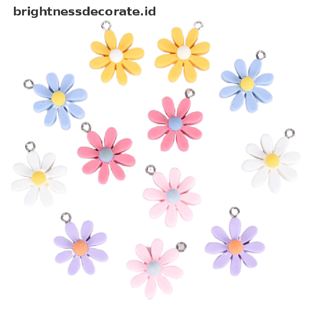 [Birth] 10pcs/set Resin Little Daisy Sun Flower Ch Liontin Membuat Perhiasan DIY Craft [ID]