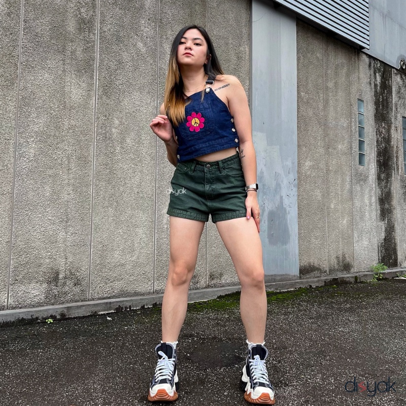 DISYAK - Hotpants Jeans Lipat Kaki Army Green 1054-2054