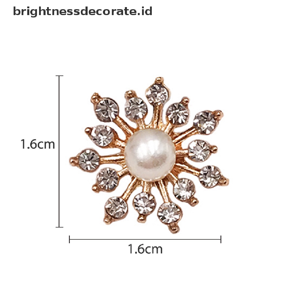 [Birth] 10pcs Kancing Berlian Imitasi Snowflake Pearl Strass Untuk Aksesori Pakaian Kerajinan DIY [ID]