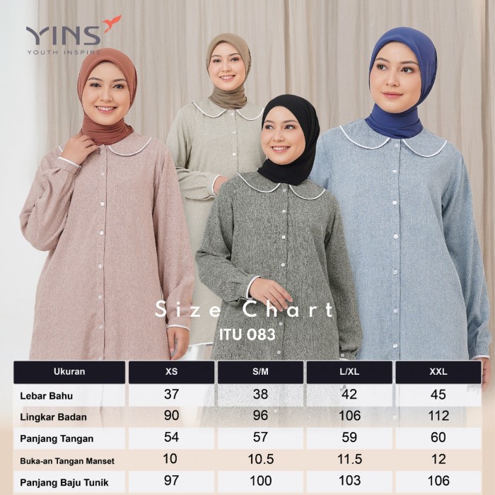 TUNIK INSPIRE YINS ITU 083 Katun Kancing Depan