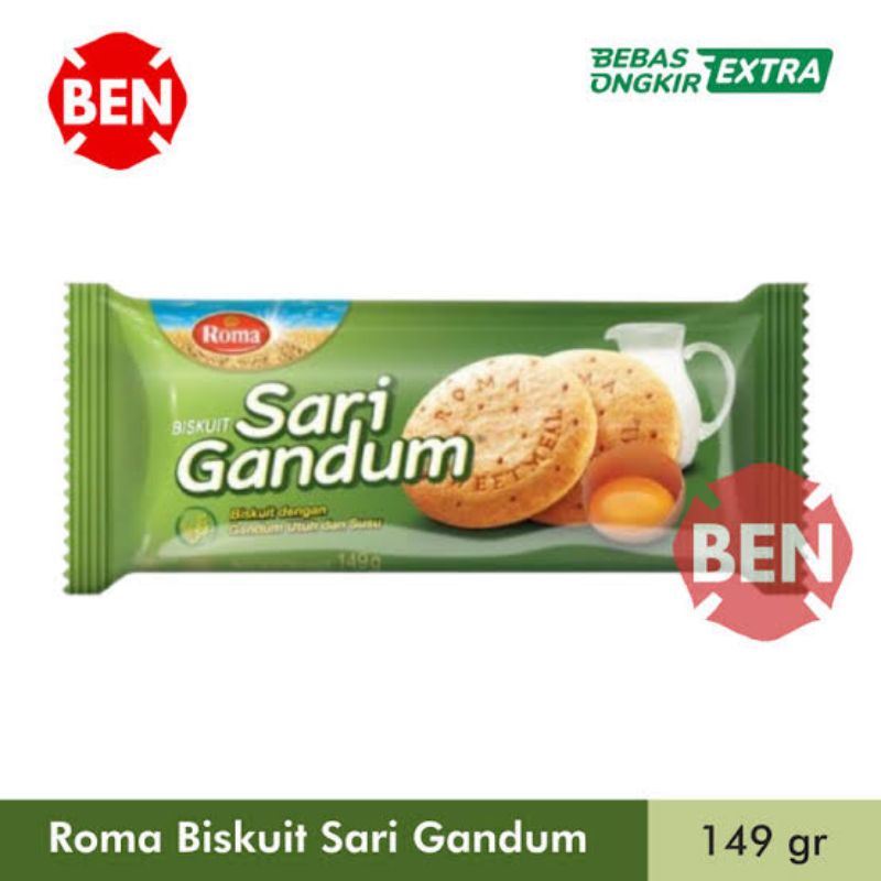 

SARI GANDUM 149GR BISKUIT SARIGANDUM RASA ORIGINAL BISKUT ROMA GANDUM