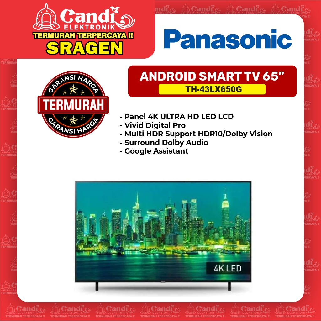 Jual PANASONIC ANDROID SMART TV 65 INCH TH 43LX650G Shopee Indonesia