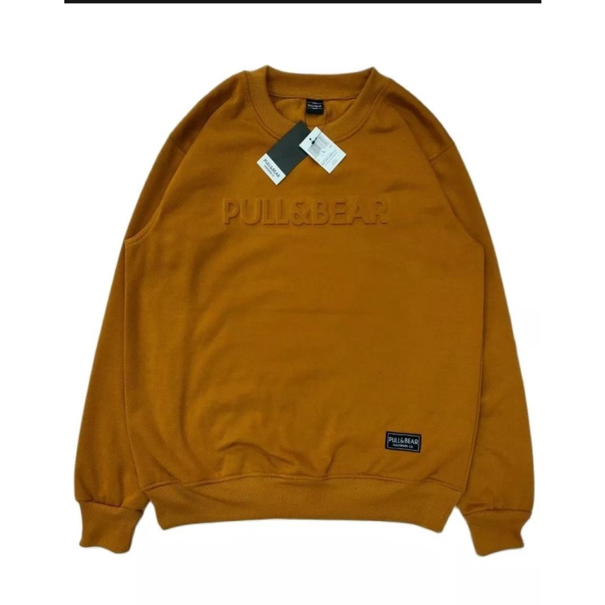 COD-Sweater Crewneck Pull And Bear Navy  Distro Logo 3D Embos Timbul Pria Wanita - Sweater Crewneck Pullbear Premium Unisex Bahan Tebal