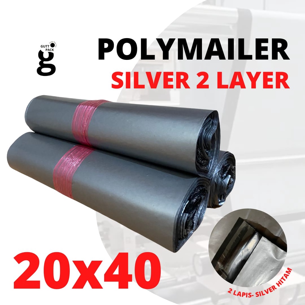 

20x40CM Plastik Packing Polymailer Silver LDPE/ Sablon Plastik Online Shop