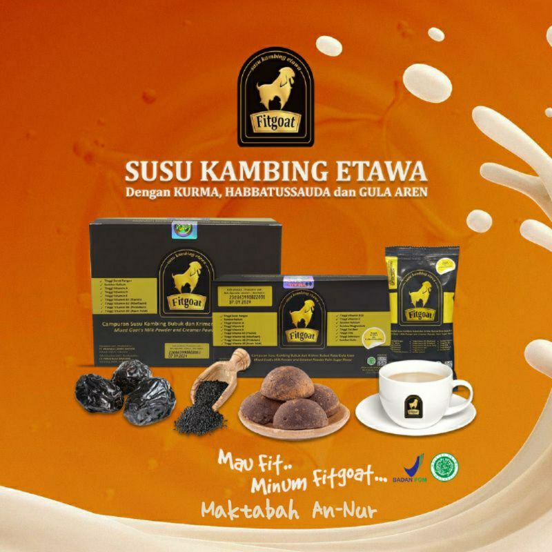 

Fit Goat Susu Kambing Etawa Dengan Kurma Habbatussauda Dan Gula Aren, Susu Kambing Etawa Per 10 Pack