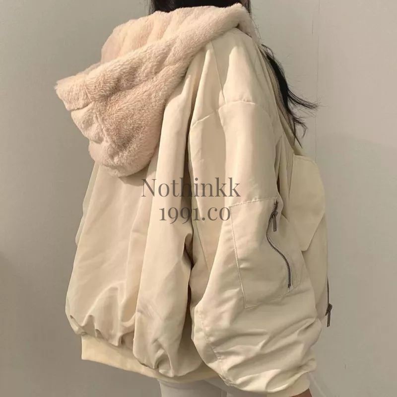 Nothinkk1991 | jaket winter lapis bulu | mantel tebal wanita | jaket bolak balik | sherpa jacket