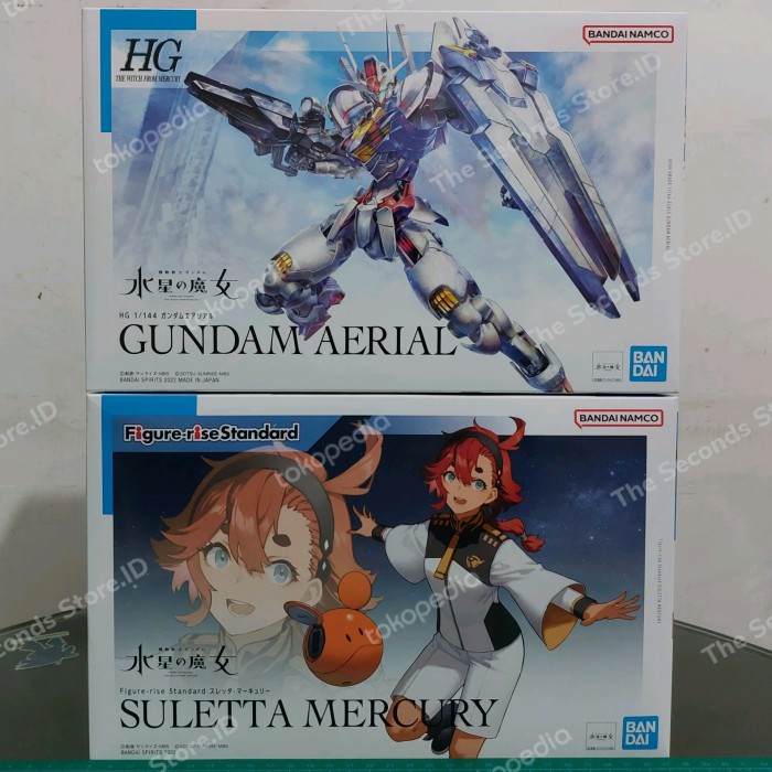 Paket Gundam HG TWFM Gundam Aerial + Suletta Mercury - Original Bandai