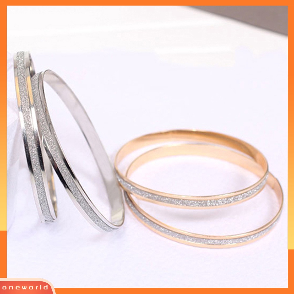 {oneworld} Bangle Exquisite Fadeless Wanita Sederhana Tengah Frosted Lingkaran Gelang Untuk Pesta Pacaran