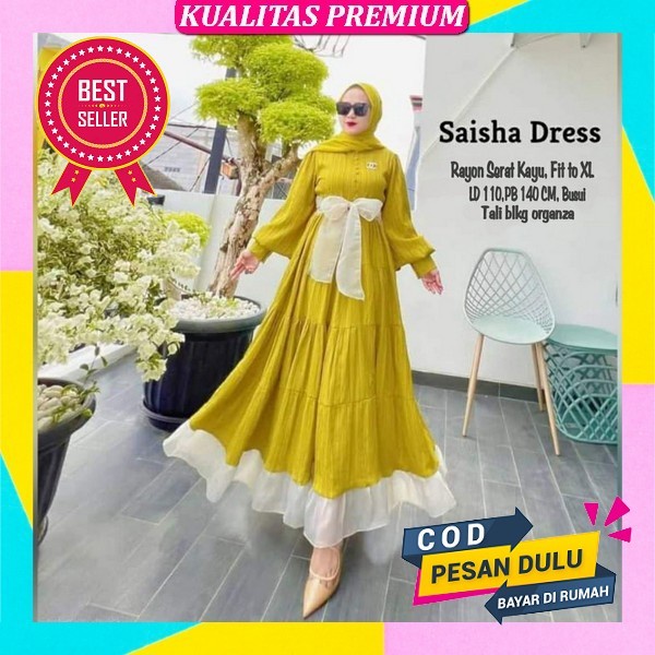 Cika Maxy Gamis Wanita Dewasa Bahan Crinkle Airflow Ukuran M L Xl Xxl Maxi Dress Jumbo Dress Wanita 