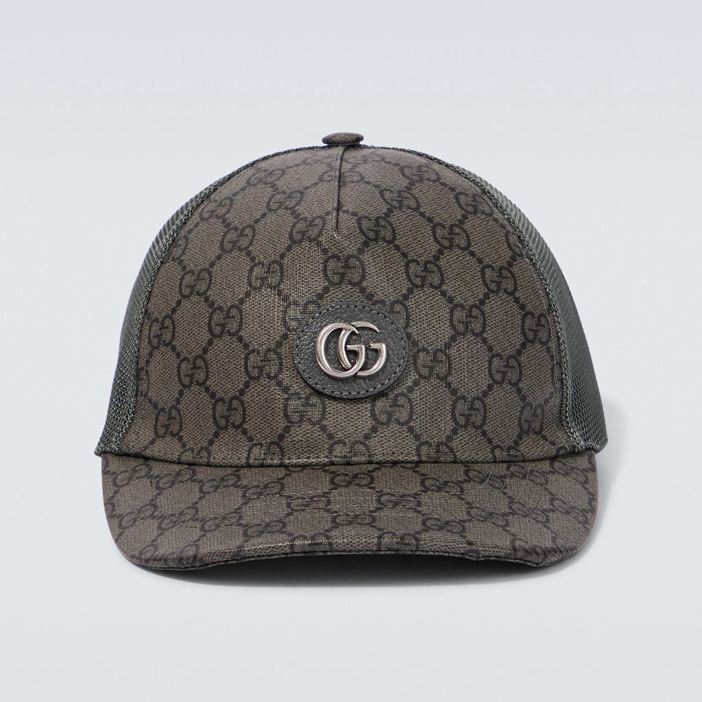 GG Monogram Baseball Cap Grey Black Graphite 100% Original