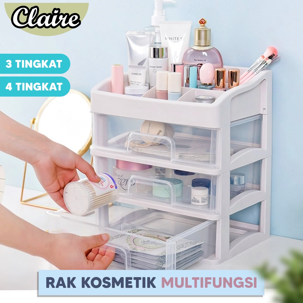 3 Tingkat Kotak Kosmetik Dengan Laci - Laci penyimpanan makeup dan berkas - laci dan rak organizer