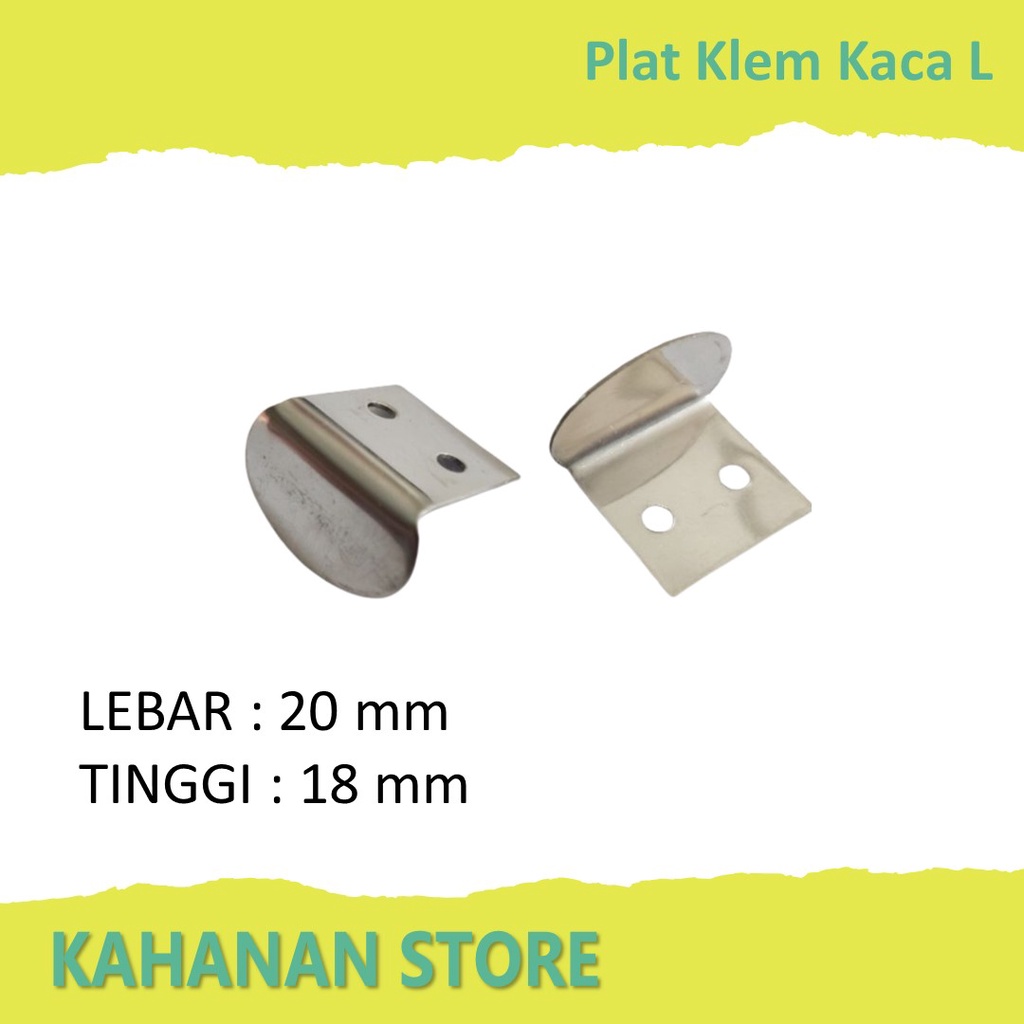 Plat Klem Kaca L - Klem Siku Besi Plat L - Plat Jepit Kaca - Penjepit Penahan Kaca Cermin