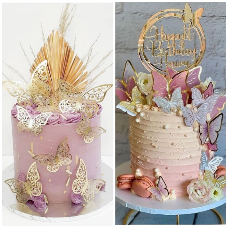 Premium Butterfly Cake topper kupu emas rose gold putih pink alas adonan spuit topper bola gold luster dust edible kuas nastar fondant 1M 2D 4b 195 6b lilin angka cetakan silikon hello kitty gold flakes acrylic lebaran hari raya