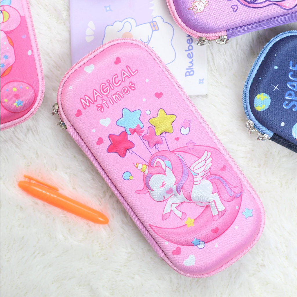 Pencil Case 3D Anak Cewek Karakter Lucu Pink Tempat Pensil Anak Perempuan TK SD Muat Banyak Bahan Tebal Import Terbaik