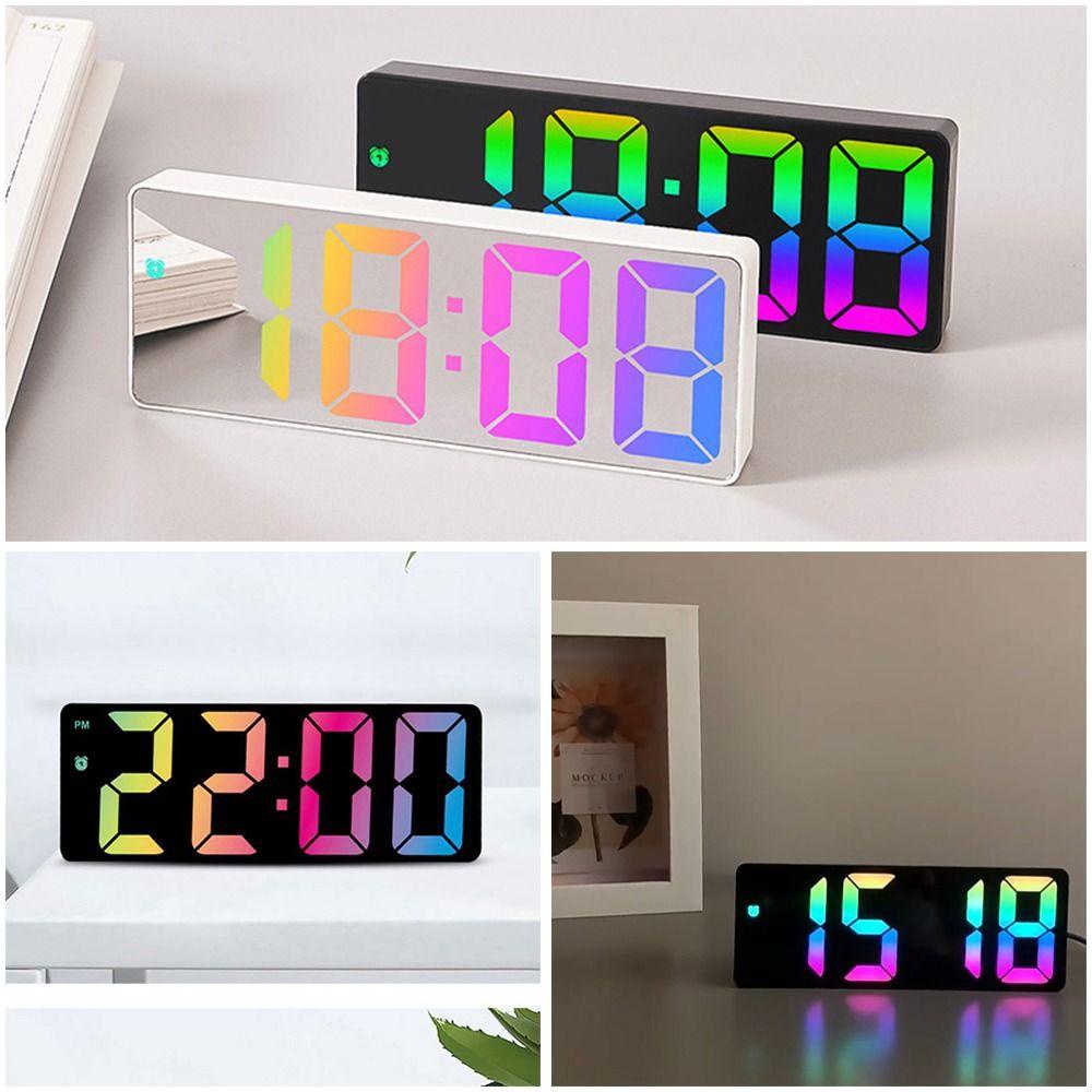 SUYO Jam Weker Meja Samping Tempat Tidur Lampu Malam Backlight Suhu Kalender LED Digital