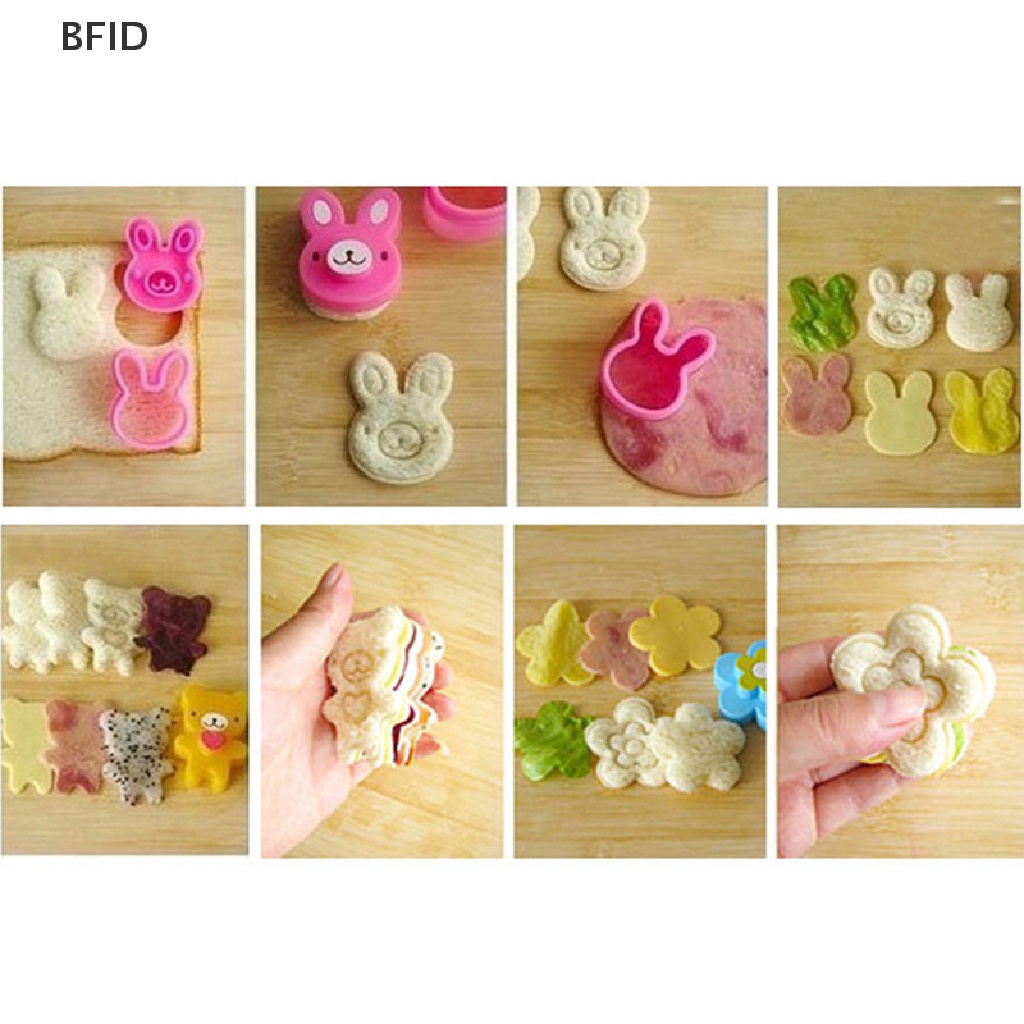 [BFID] Cetakan Sandwich Lucu Rabbit Flower Bear Shaped Bread CakeBiscuit Alat Emboss [ID]