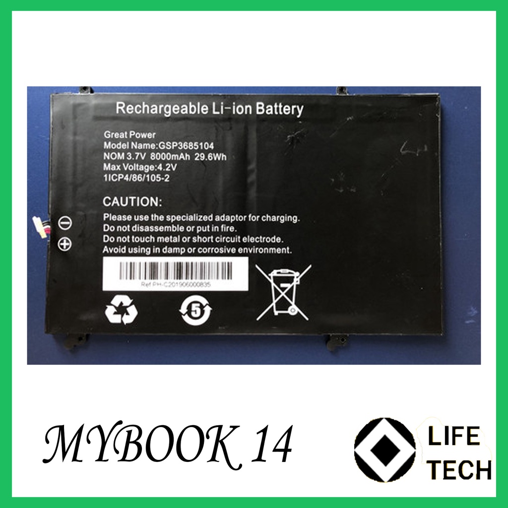 BATTERY LAPTOP AXIOO MYBOOK 14 LITE MYBOOK LITE cw14q1p gsp3685104 8000mAh