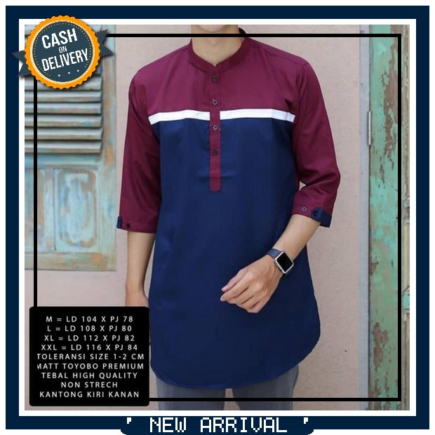 Sale Koko Dewasa Terbaru Lubi Habibi Koko Black Choco Maroon Navy / Koko Dewasa Lengan Pendek Kekini