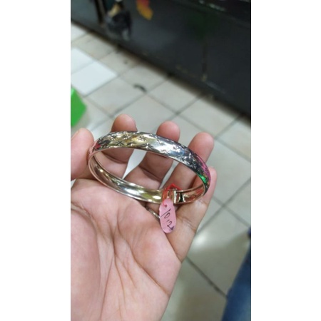 Gelang bangle /bangkok bulat ukir full/gelang perak asli silver 925 lapis emas/ gelang fashion wanita terbaru