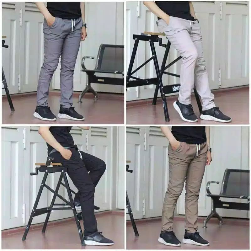 (BISA COD)CELANA PANJANG PRIA RIP PINGANG KARET DEWASA//CHINO PANTS//CASUAL