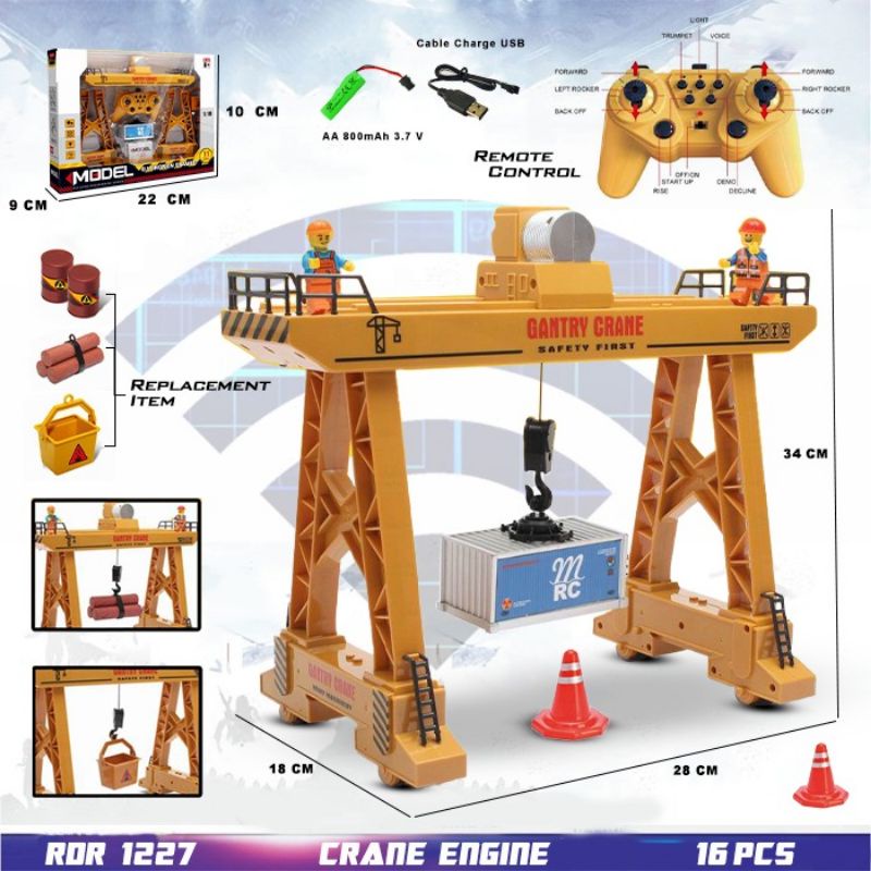 MOBIL REMOT CRANE CREN MAINAN ANAK MOBILAN RC CONTROL ENGINERING TRUCK CREN KONSTRUKSI