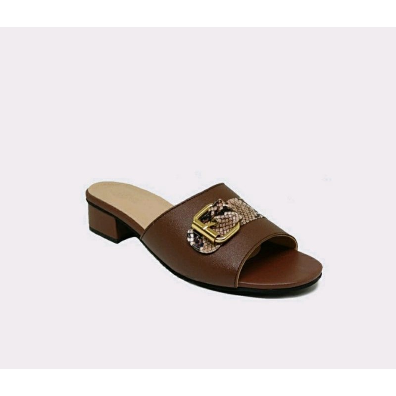 Sandal Kulit Wanita Q133K Sendal Clogs JUMBO Oversize Ibu2 pengajian Pesta Cofee / Motif Macan Leonard