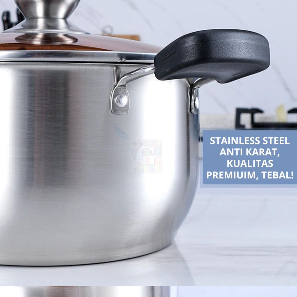 Panci Sop / Panci Sup / Soup Pot 100% Stainless Steel Premium High Quality