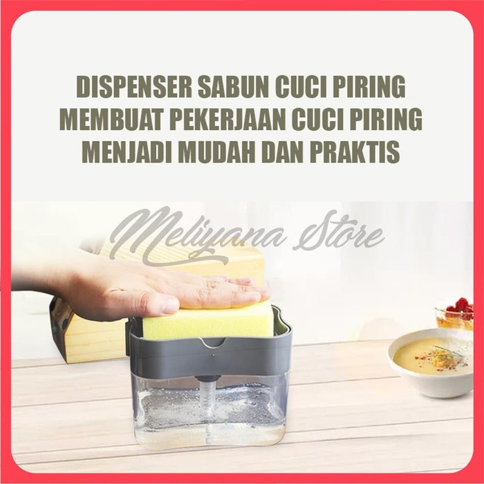 SM- Pump Dispenser 2in1 Holder Sponge Tempat Sabun Cuci Piring Spons Dapur