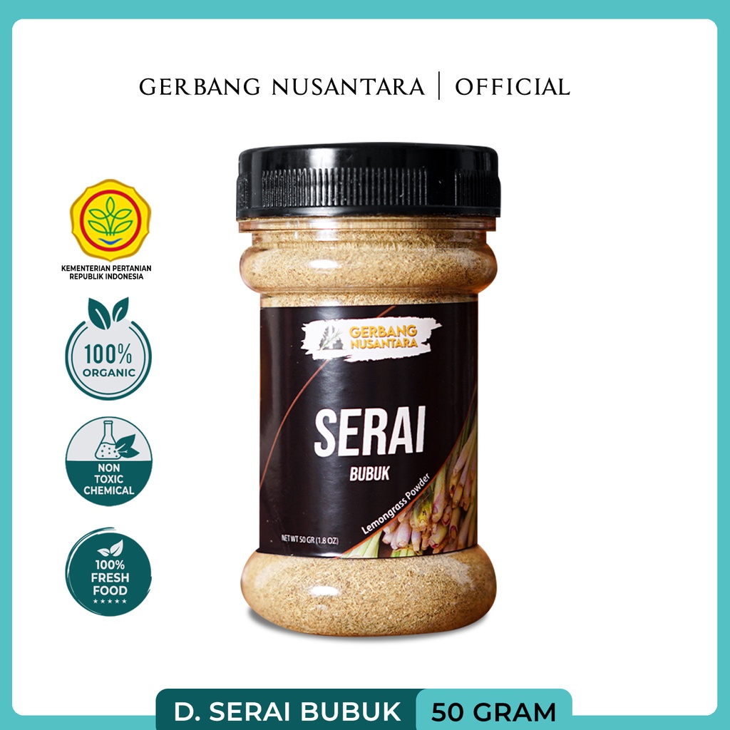 BUMBU DAPUR SERAI BUBUK- REMPAH GERBANG NUSANTARA- BUBUK SEREH LEMONGRASS POWDER 50gr