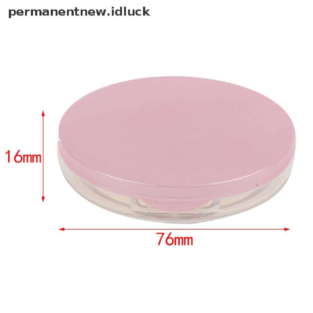 [luckypermanentnew] Ayakan Kosmetik Kosong Portabel Wadah Toples Longgar Puff Box Case Dengan Cermin [ID]