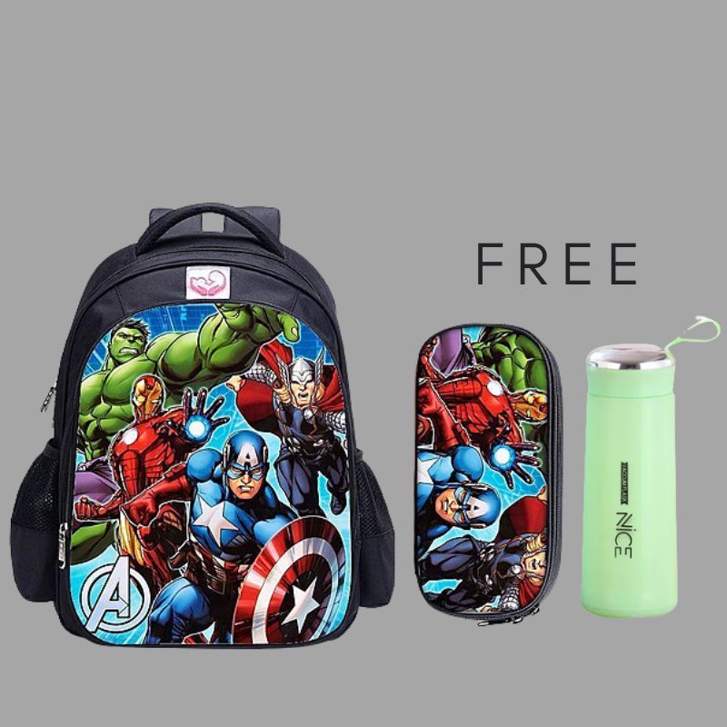 Tas Ransel Spiderman  Avangers +botol Ransel plus kupluk pelindung kepala Ransel anak sekolah TK SD