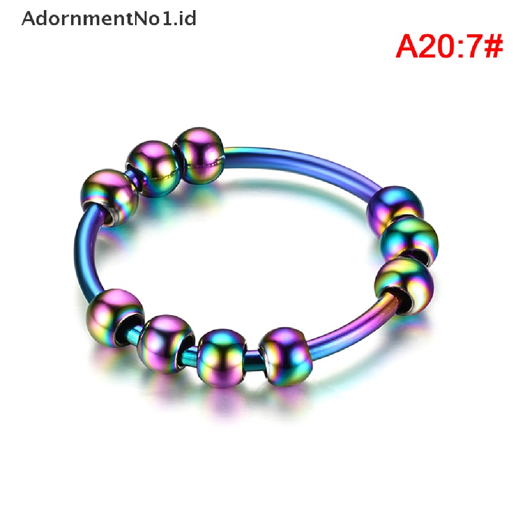 [AdornmentNo1] New Stainless Steel Beads Anxiety Rings Stress Relief Fidget Rings Untuk Wanita Pria INS Gaya Sederhana Fashion Perhiasan Hadiah Tren [ID]