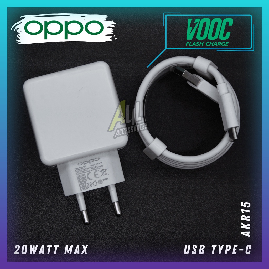 Charger Oppo 20Watt Original AKR15 usb Type-C VOOC 20W