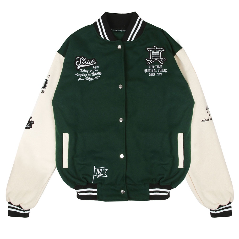 Jaket Baseball Varsity Full Bordir Hijau