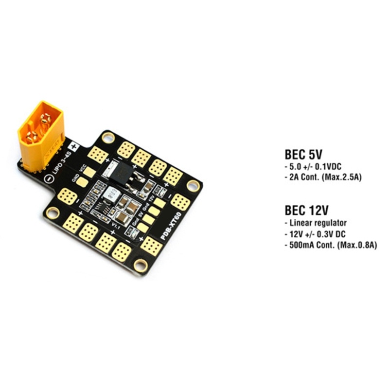 Zzz Matek Systems PDB XT60 Distribution Board w/BEC 5V &amp; 12V 2oz Untuk RC Helicopter