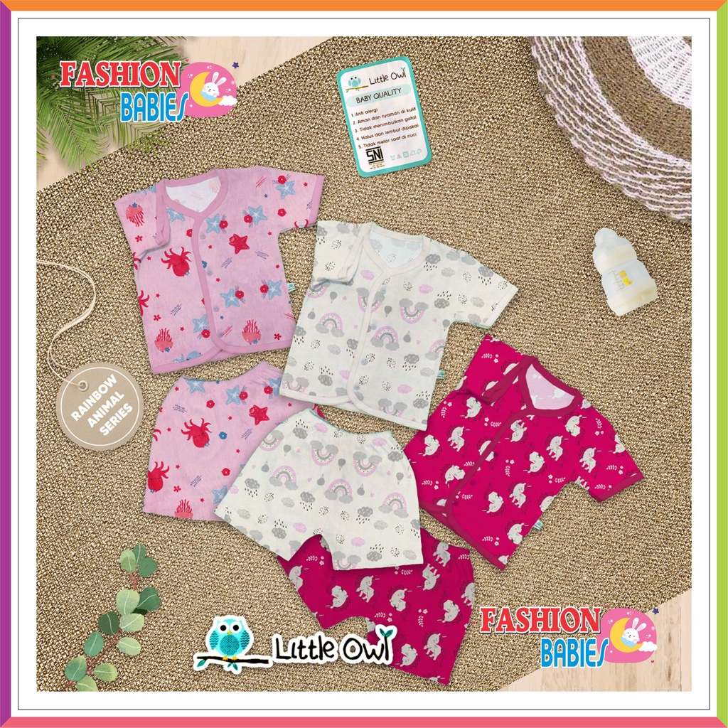 LITTLE OWL - BABY SET | SETELAN BAYI KANCING PENDEK MIRIP VELVET ❤ Fashionbabies ❤