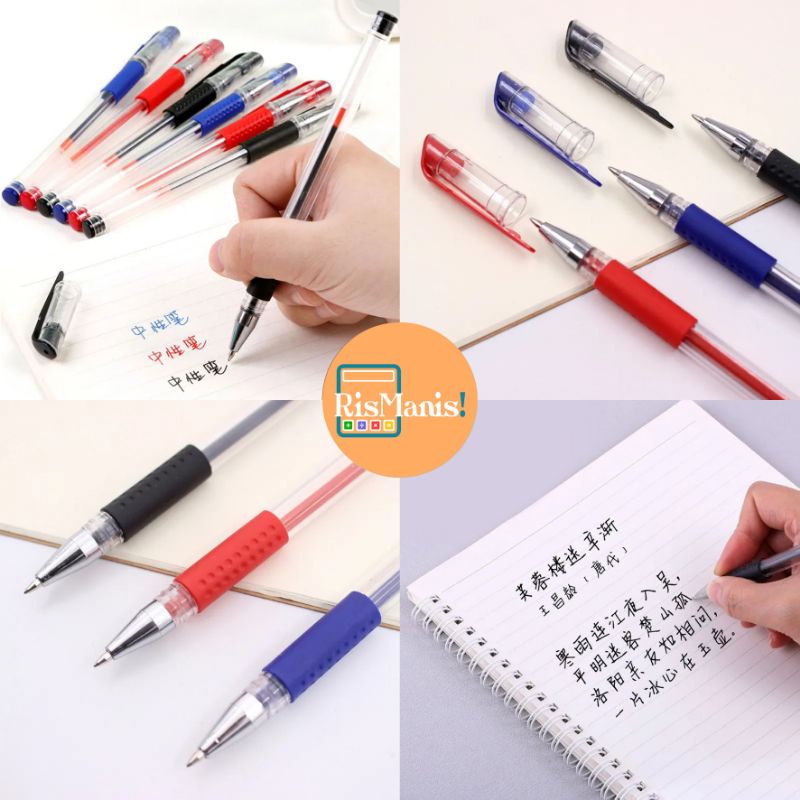 STANDARD GEL PEN - 1 pcs Bolpen Tinta Gel Mata Pena 0.55 mm Anti Bocor Pulpen Bebas Blobor Bolpoin Cair Tahan Lama Stationary Alat Tulis Kantor Anak Sekolah Mahasiswa Kuliah