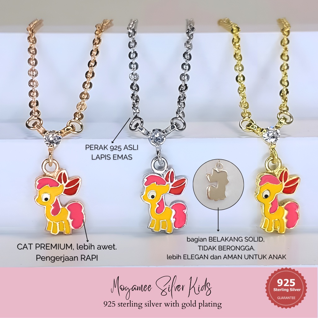 Kalung Perak Anak Kuda Poni Silver 925 Lapis Emas