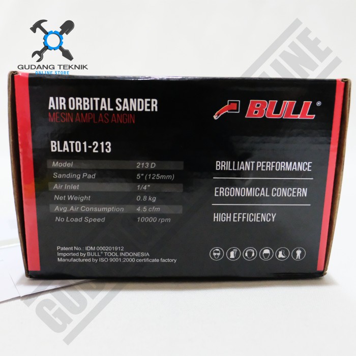 Air Orbital Sander 5&quot; BLAT01-213 BULL / Mesin Amplas Angin Kompresor 5 Inch BLAT01 213 BULL