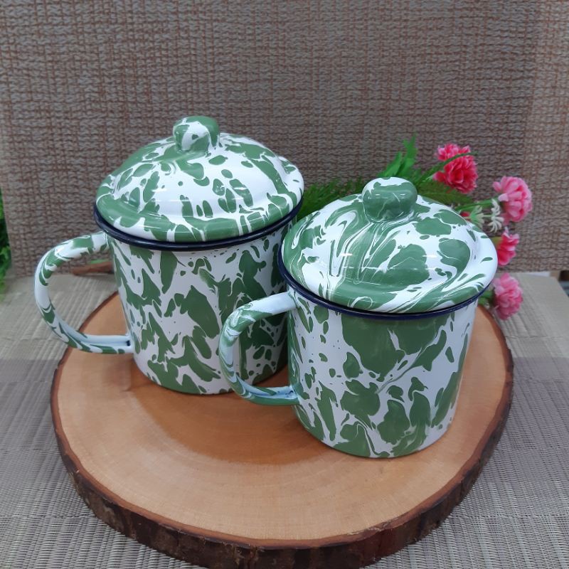 Gelas Jadul Lurik 12 cm / Gelas Mug Lurik Blirik / Gelas Seng / Gelas Lurik Jadul / Gelas Batik