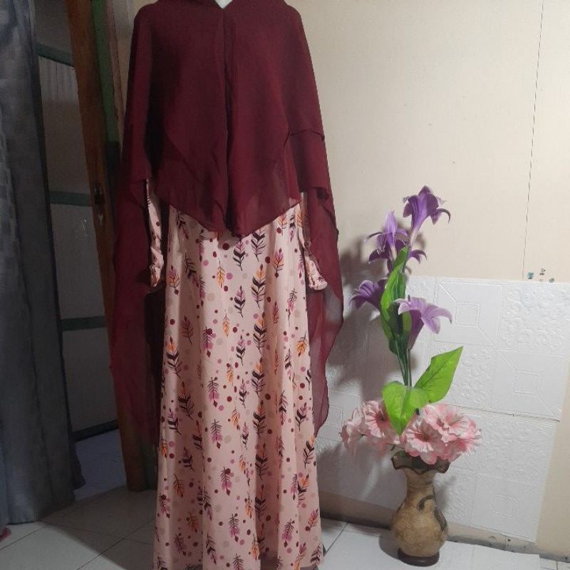 gamis syar'i set hijab#gamis syar'i#gamis murah#gamis monalisa#gamis motif.sale gamis syar'i