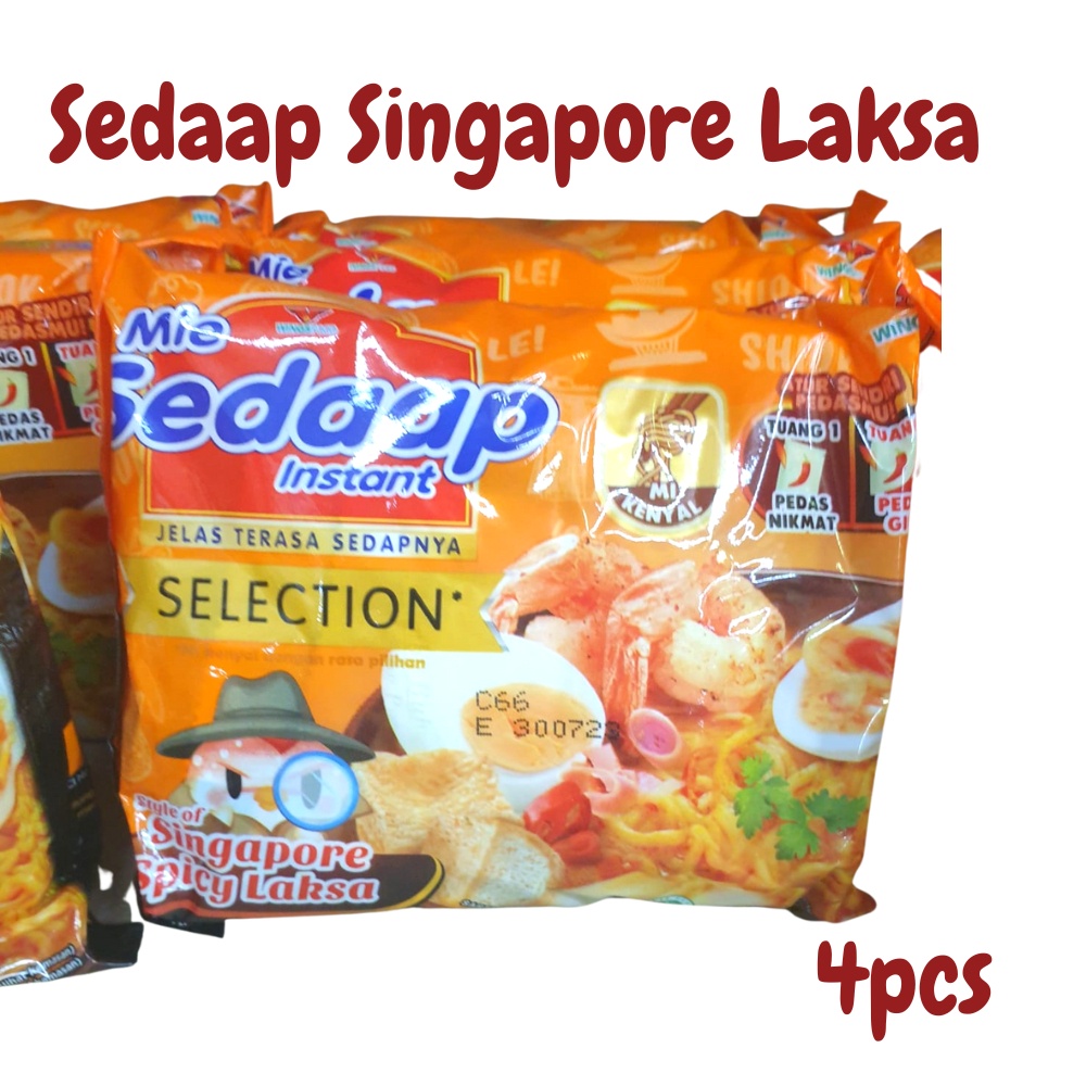 

4pcs Mie Sedaap Rasa Singapore Spicy Laksa Mi Instan