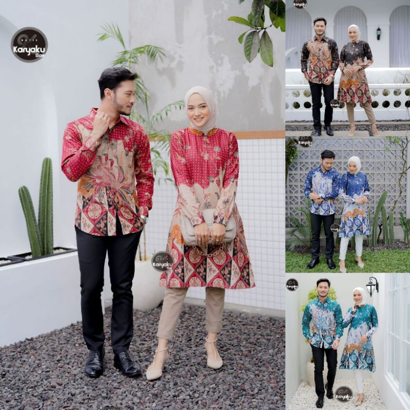 Tunik Batik Couple Modern Set Pakaian Couple Batik M L XL XXL JUMBO Atasan Batik Tunik Laksha