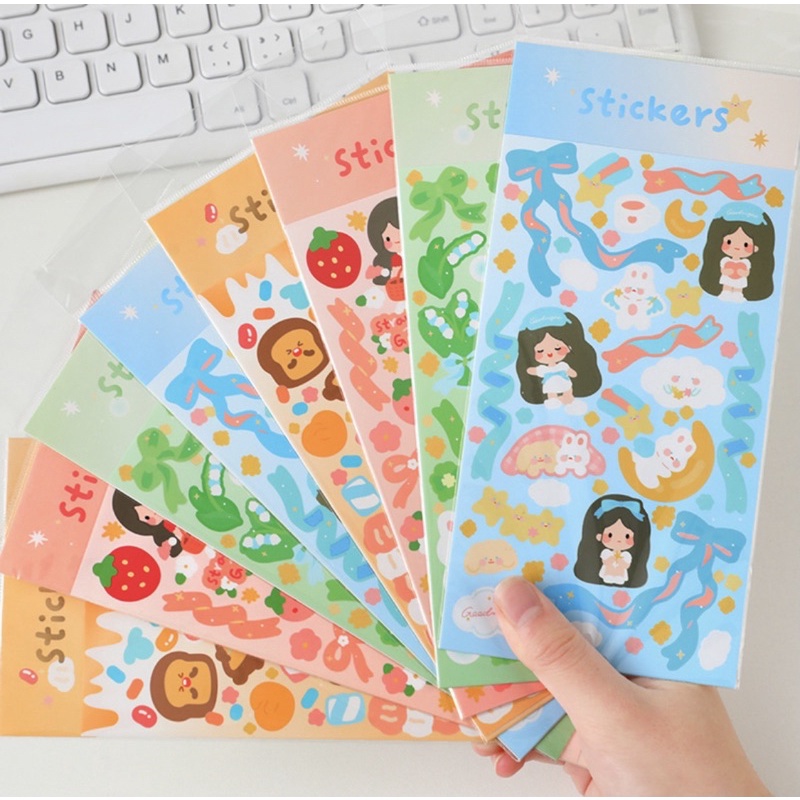 

stiker laser confetti Yomi Momo kawaii aesthetic karakter cewek lucu dekorasi DIY import